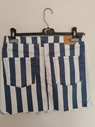 Falda vaquera Lefties rayas azul y blanco Talla L
