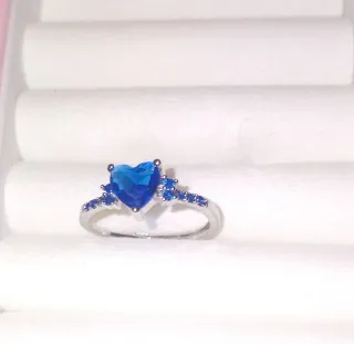 Anillo Corazón Azul  Ajustable