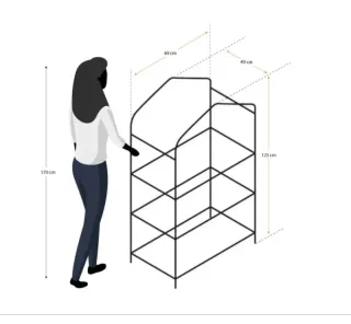 Invernadero PVC/Acero 3 Estantes 69x49x130 cm Leaf