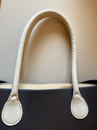 Borsa O bag grigio e beige