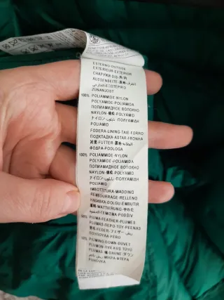 Chaqueta plumas verde corta fina