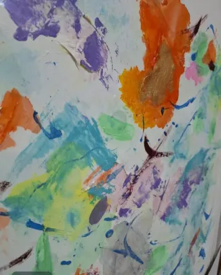 Set di 2 quadri astratti multicolore