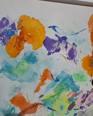 Set di 2 quadri astratti multicolore