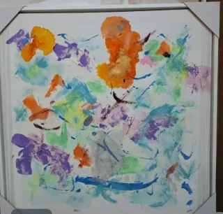 Set di 2 quadri astratti multicolore