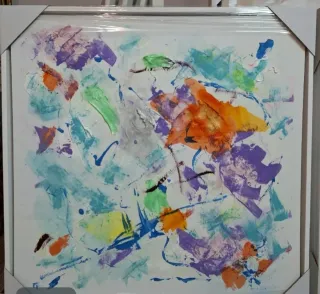 Set di 2 quadri astratti multicolore