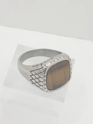 Anillo acero quirúrgico piedra natural ojo tigre