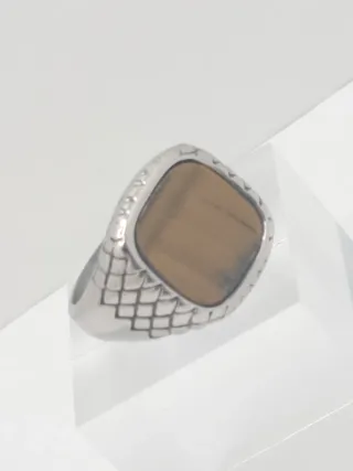 Anillo acero quirúrgico piedra natural ojo tigre