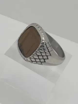 Anillo acero quirúrgico piedra natural ojo tigre