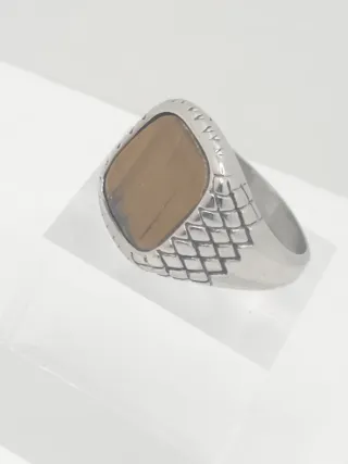 Anillo acero quirúrgico piedra natural ojo tigre