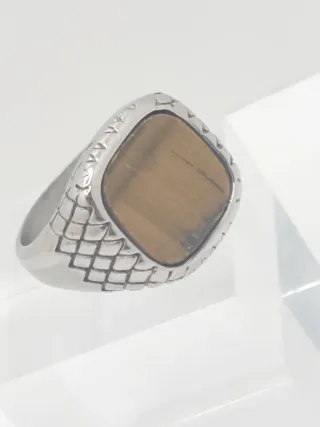 Anillo acero quirúrgico piedra natural ojo tigre