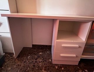 Escritorio blanco con 2 cajones