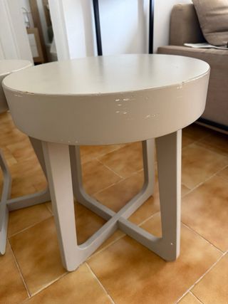 Bancos de madera blancos (2 unidades)