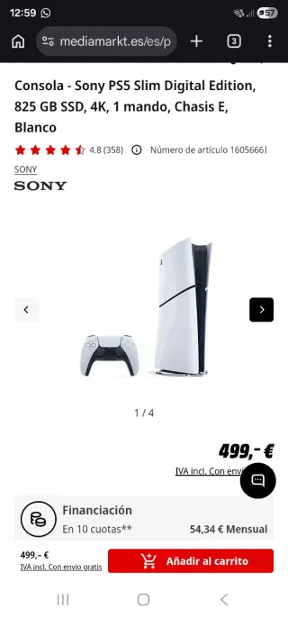 NUEVA PlayStation 5 slim digital 825g