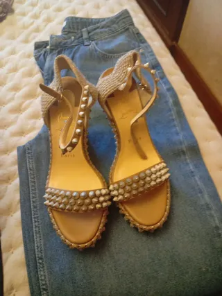 Sandalias Christian Lauboutin Cuña Paris