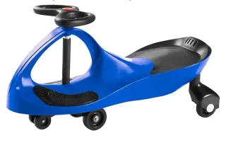 Coche de paseo azul con tracción por movimiento.