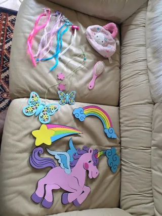 Decorazioni unicorno, arcobaleno, farfalle