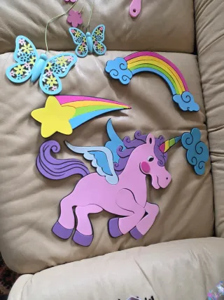 Decorazioni unicorno, arcobaleno, farfalle