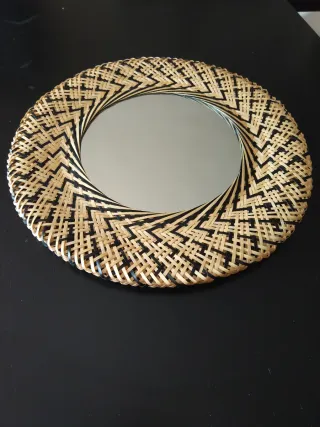 Espejo Decorativo Bambú y Cristal