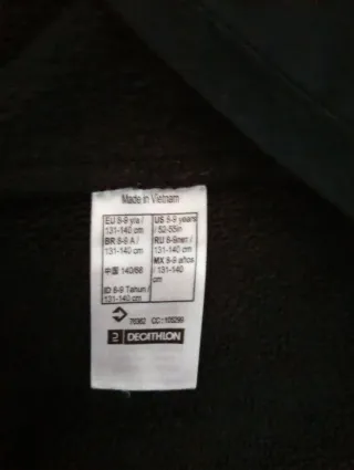 Cortavientos Quechua niño negro talla 8-9