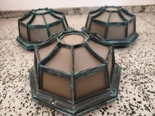 Lámpara plafón octogonal metal y cristal