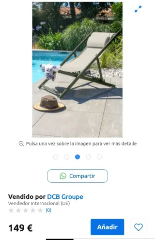 Tumbona de lona plastificada plegable