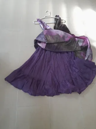 Vestido fiesta morado y marrón
