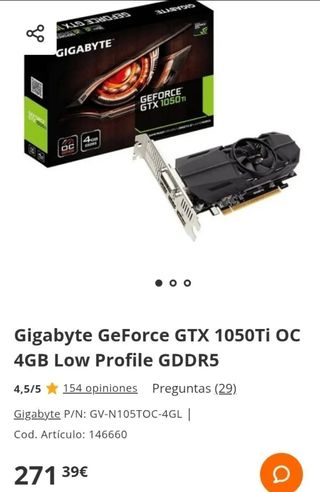 Tarjeta de video GIGABYTE GTX 1050
