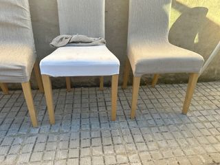 4 Sillas de Comedor Ikea Tela y Madera