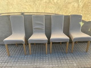 4 Sillas de Comedor Ikea Tela y Madera