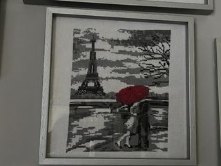 Quadro Parigi Torre Eiffel Coppia Ombrello Rosso