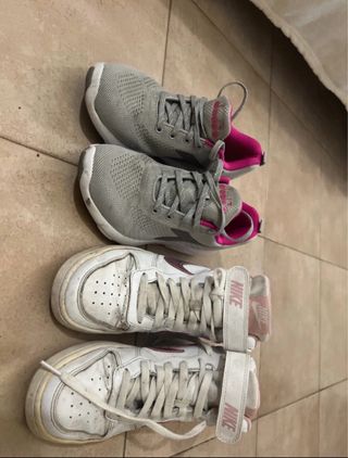 Set 2 paia scarpe grigie, rosa, bianche