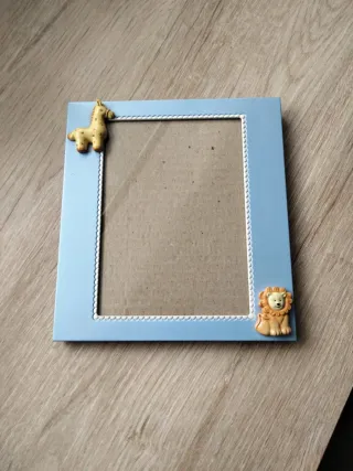 Marco de fotos infantil azul con animales
