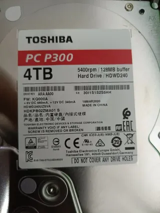 Disco Duro Toshiba P300 4TB 3.5 SATA3