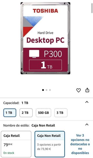 Disco Duro Toshiba P300 1TB 7200RPM SATA 3