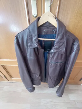 Cazadora Piel Caballero Talla XL Marrón