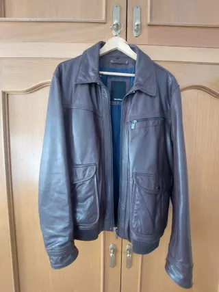 Cazadora Piel Caballero Talla XL Marrón