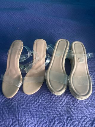 Zapatos y cuñas transparentes beige