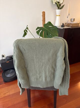 Camisola de lã gola alta verde