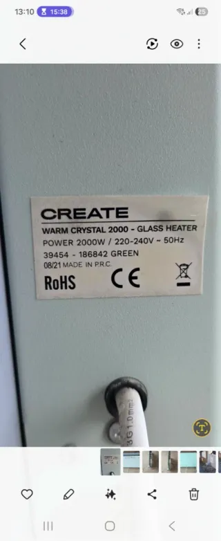 Calefactor CREATE 2000W Crystal Warm WiFi