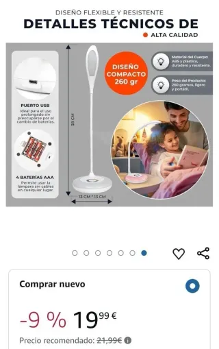 Lampara Escritorio Led Infantil Con Luz Nocturna