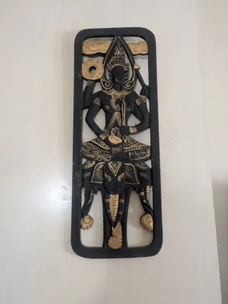 Decoración buda elefante madera tallada