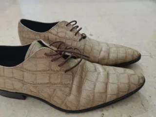 Zapatos ELLE QUEEN piel cocodrilo beige