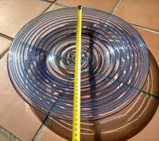 Bandeja de cristal espiral azul