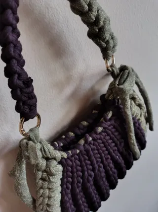 Mini borsa fatta a mano marrone e verde oro