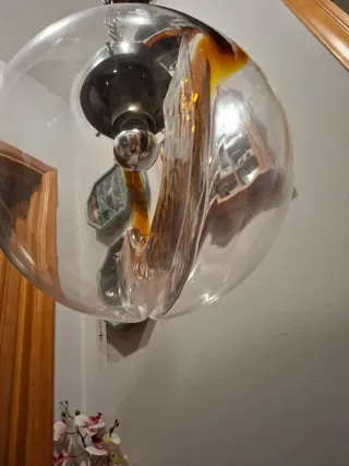 Lampadario Toni Zuccheri Vetro e Metallo