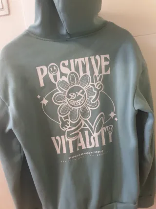 Sudadera con capucha azul verdoso Talla M