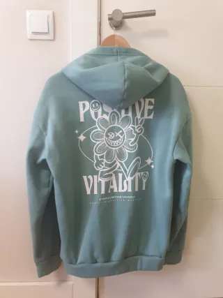 Sudadera con capucha azul verdoso Talla M