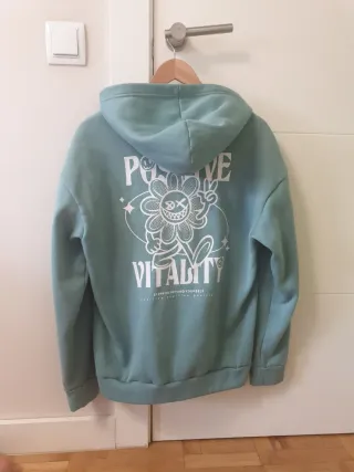 Sudadera con capucha azul verdoso Talla M