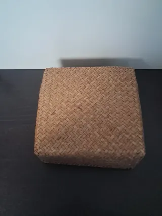 Cesta mimbre cuadrada beige