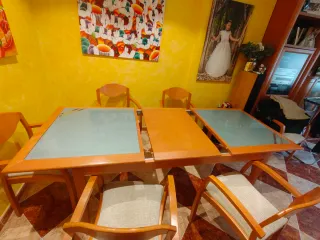 Mesa comedor extensibley 6 sillas madera